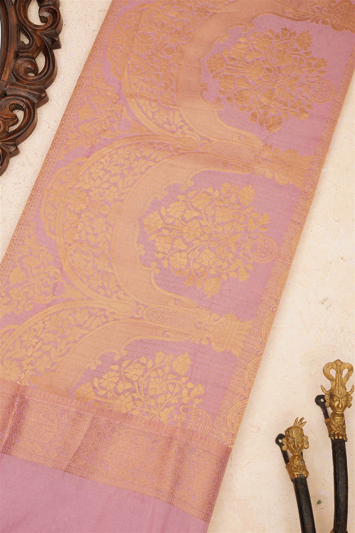 Banarasi Crepe Silk Dark Green Saree