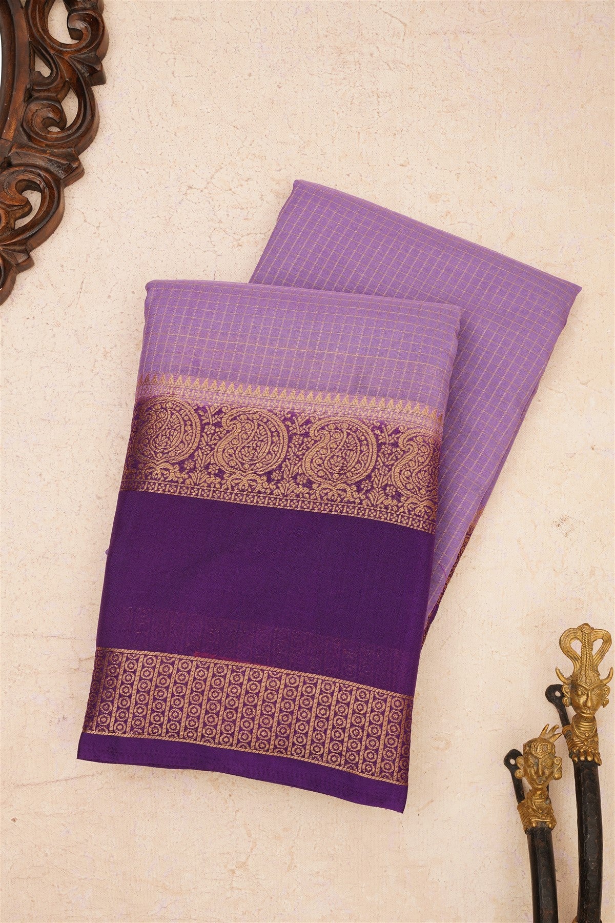 Banarasi Crepe Silk Lavender Saree