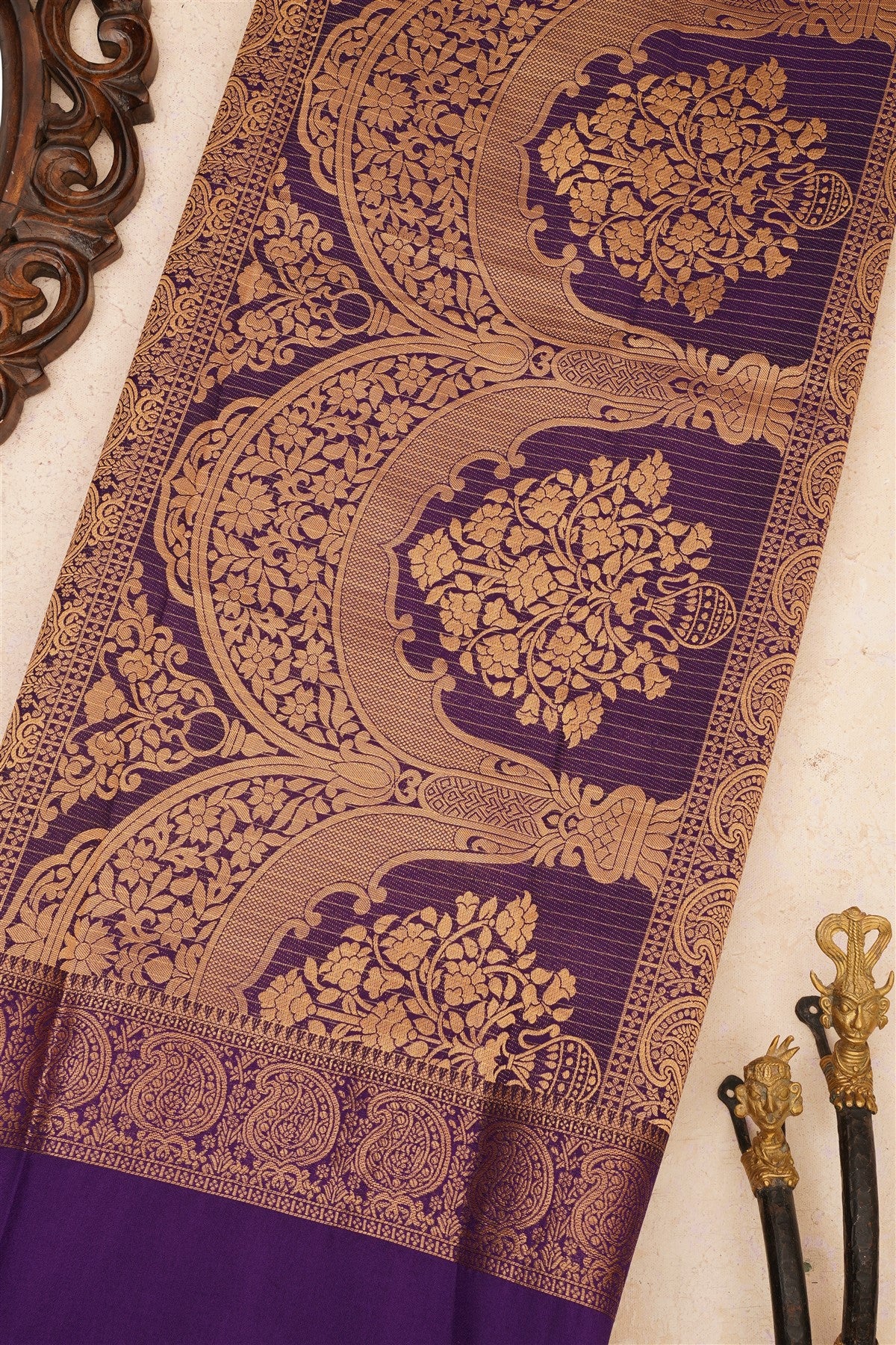 Banarasi Crepe Silk Orange Saree