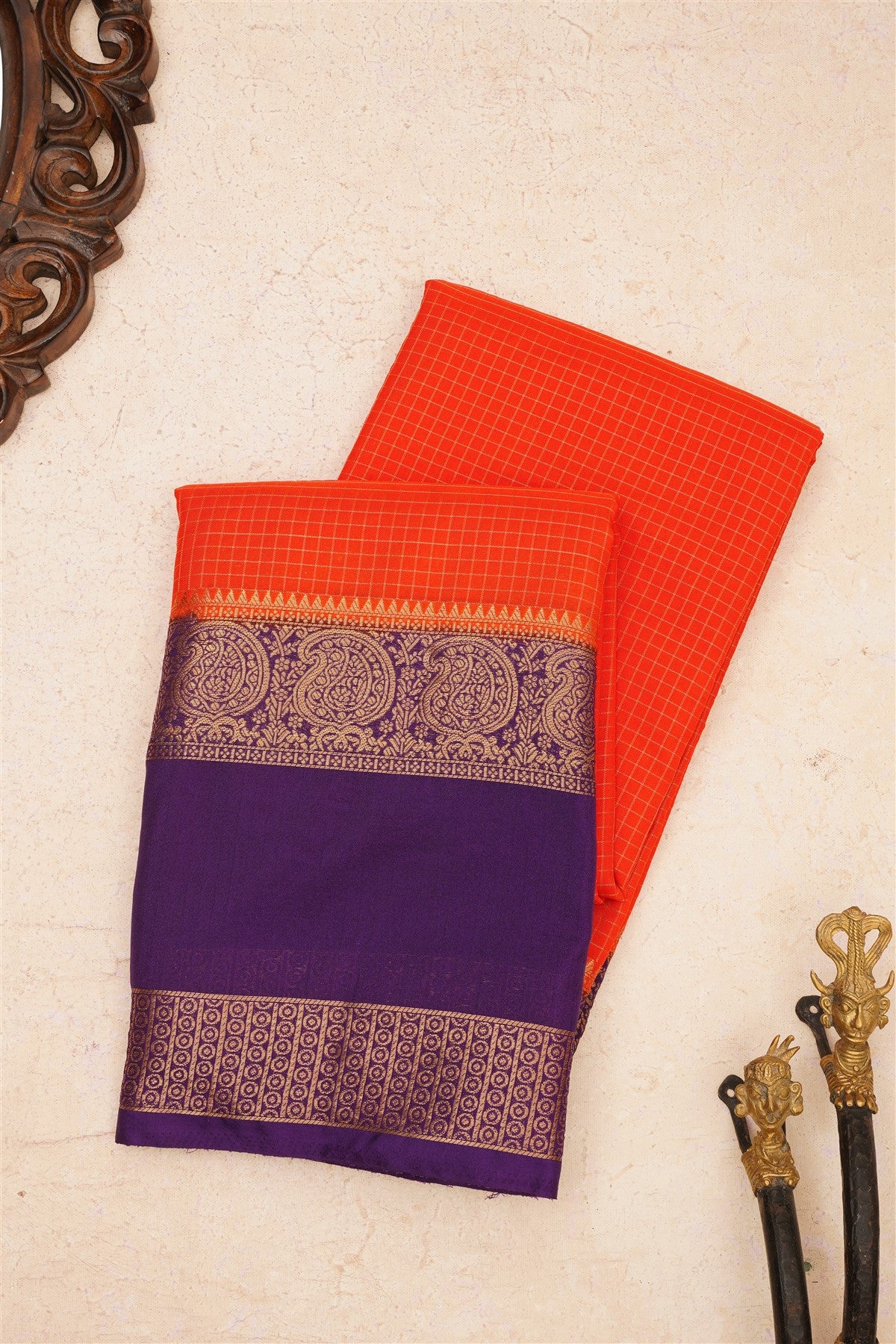 Banarasi Crepe Silk Orange Saree