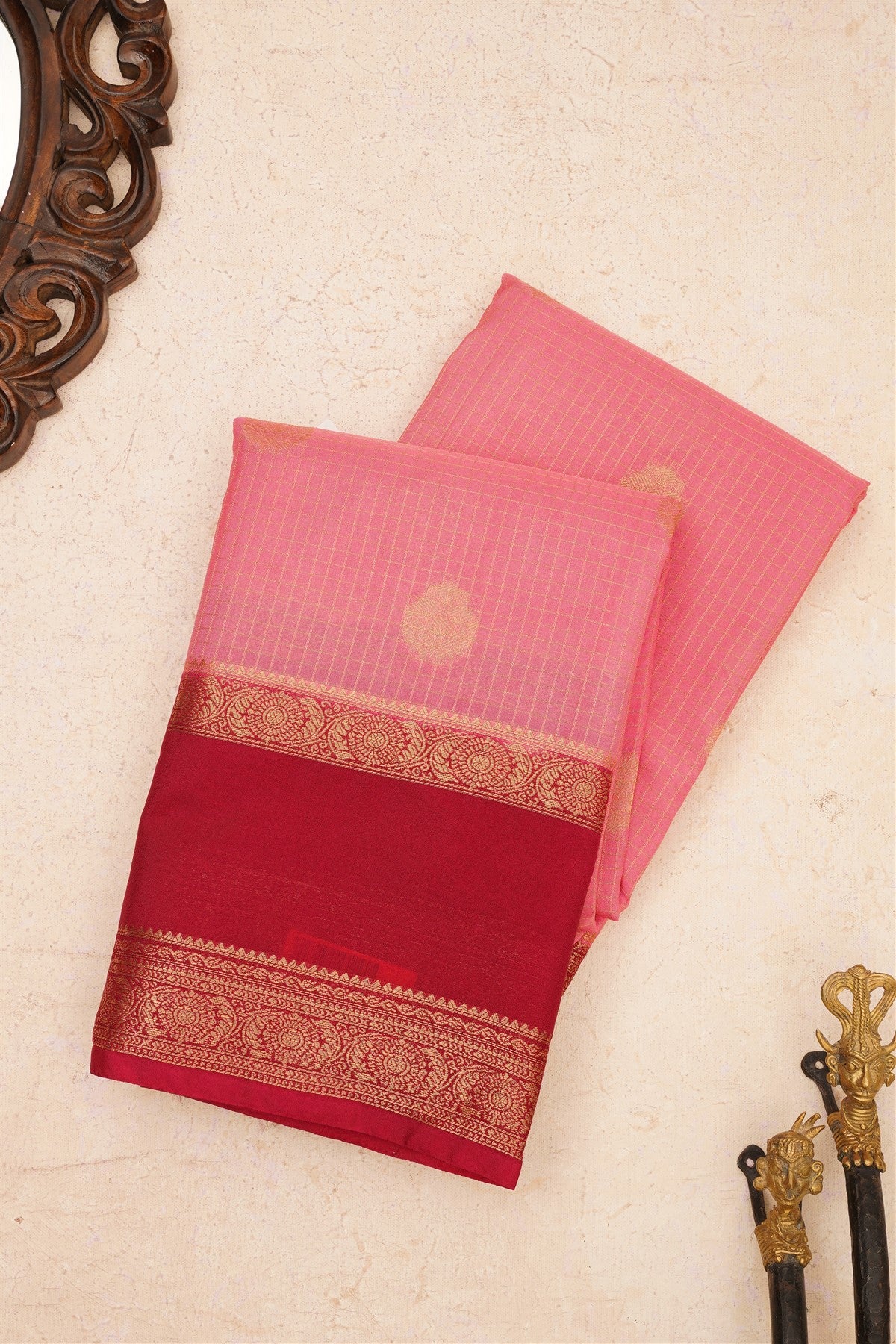 Banarasi Crepe Silk Light Pink Saree
