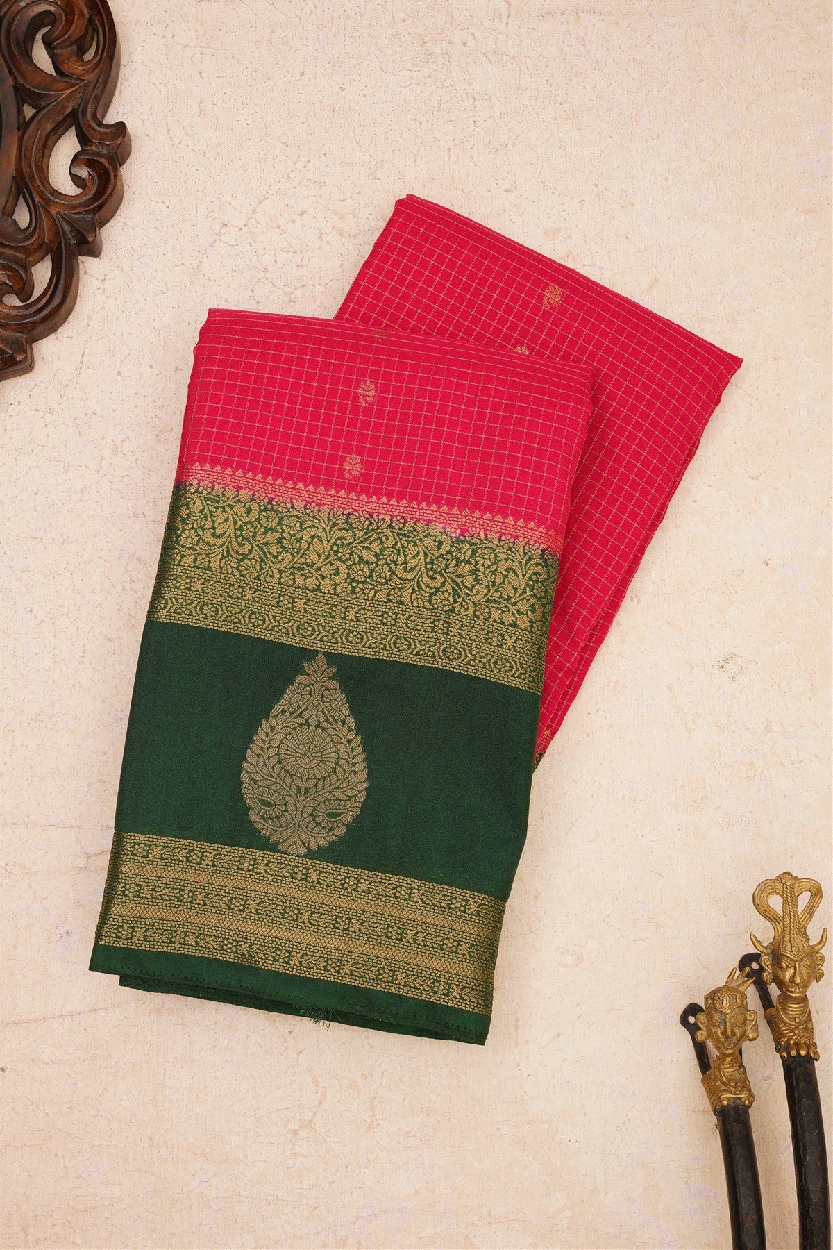 Banarasi Crepe Silk Dark Pink Saree
