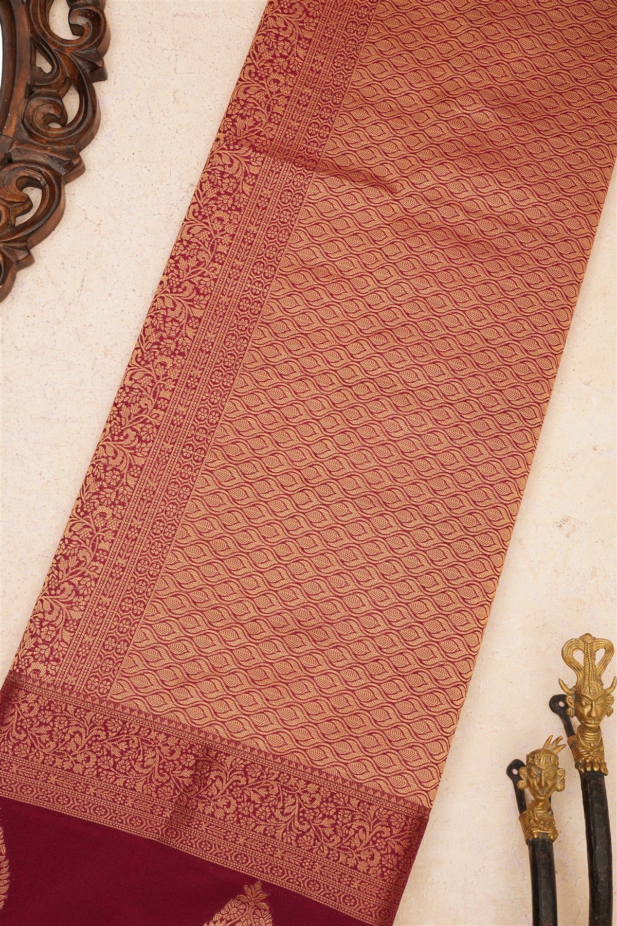 Banarasi Crepe Silk Light Coral Saree