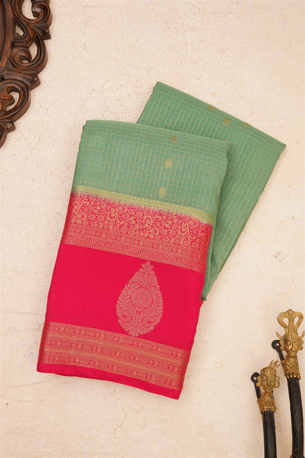 Banarasi Crepe Silk Sea Green Saree