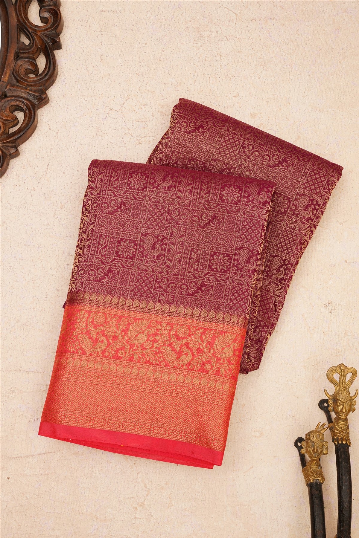 Banarasi Crepe Silk Dark Purple Saree