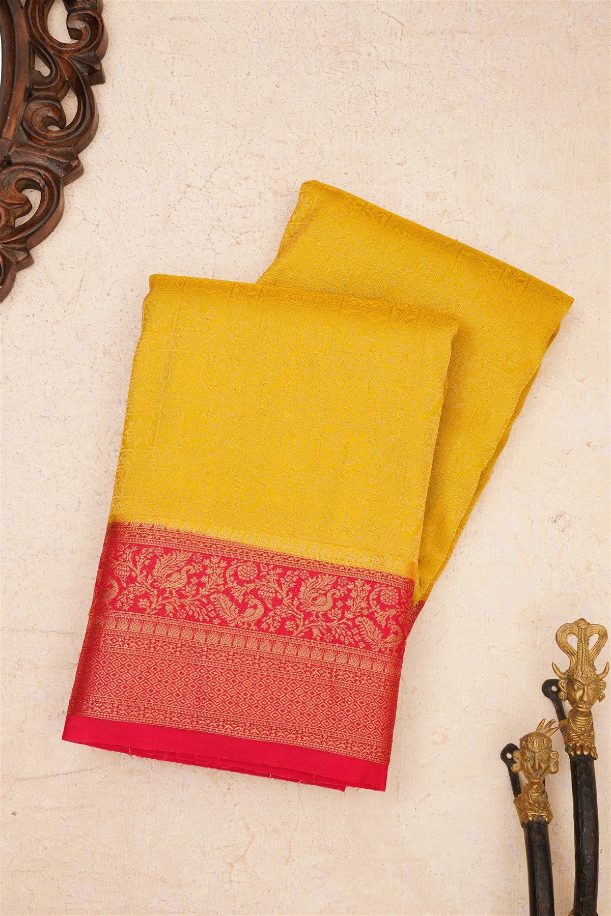 Banarasi Crepe Silk Yellow Saree