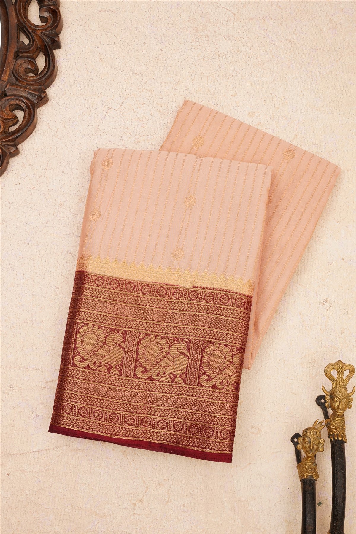 Banarasi Crepe Silk Light Peach Saree