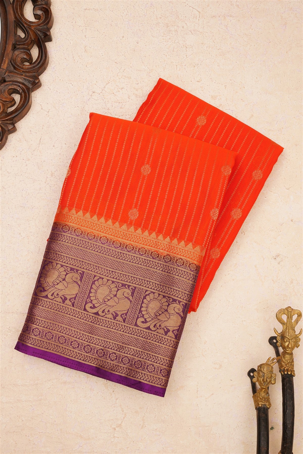 Banarasi Crepe Silk Orange Saree