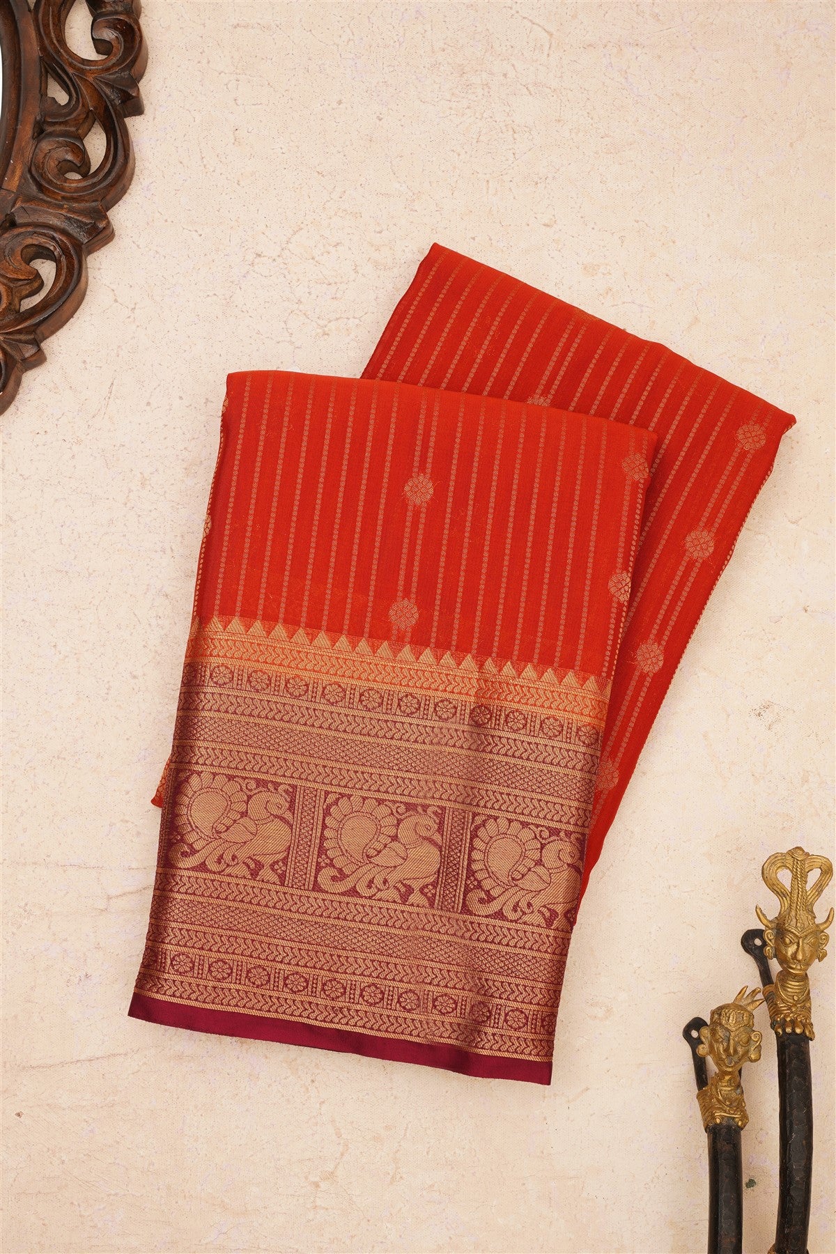 Banarasi Crepe Silk Rust Saree
