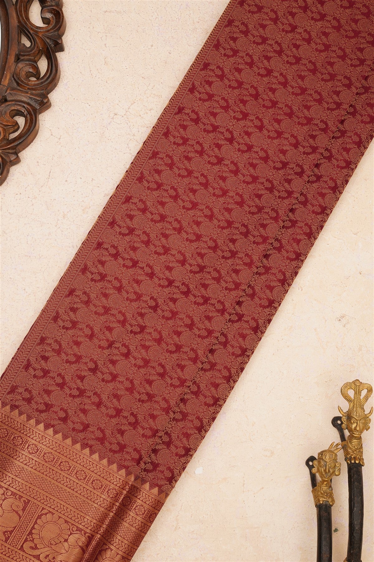 Banarasi Crepe Silk Rust Saree