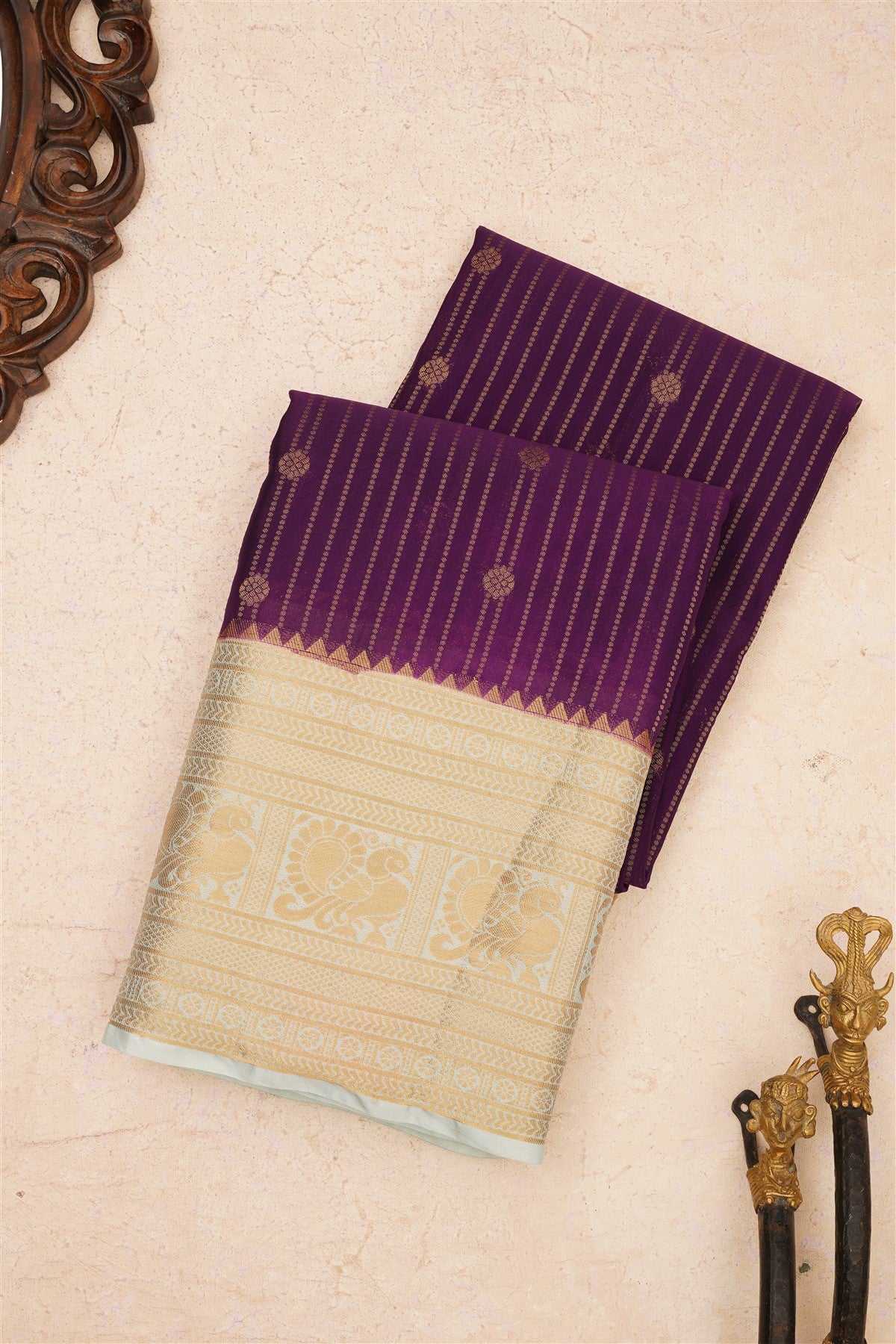 Banarasi Crepe Silk Violet Saree