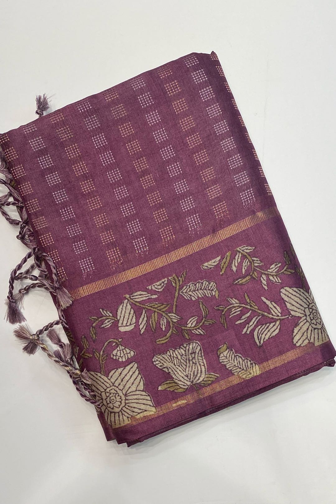 Banarasi Tussar Silk Purple Saree