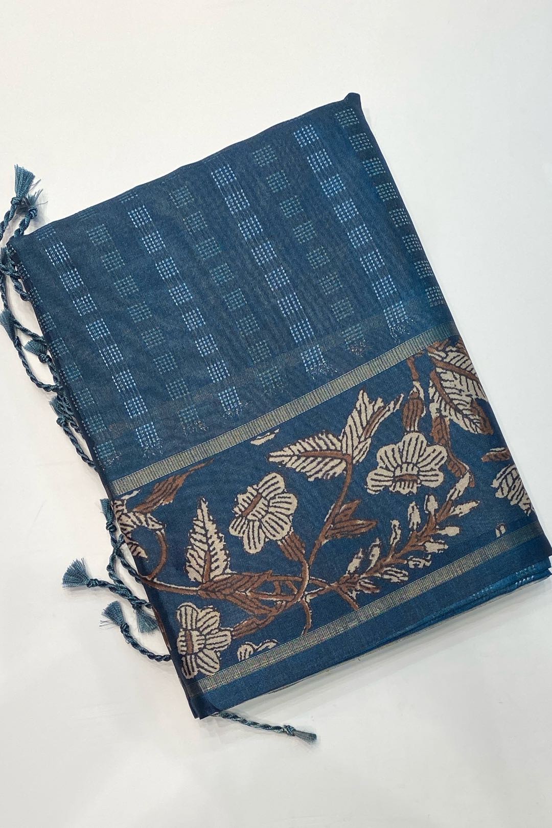 Banarasi Tussar Silk Blue Saree