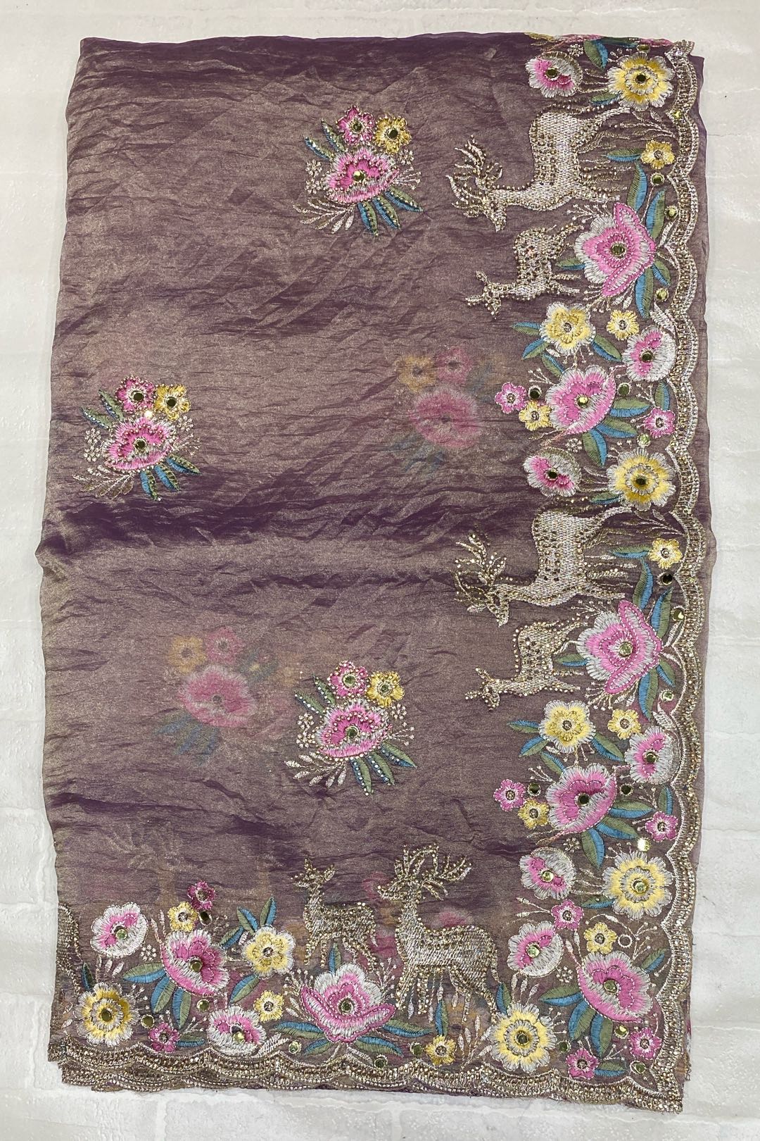 Fancy Glass Kora Light Lavender Saree