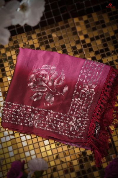 PURPLE and DARK MAROON SOLID CREPE Saree with FANCY