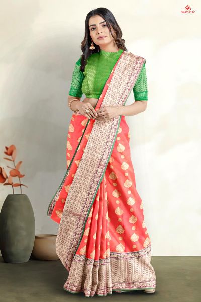 PINK and PURPLE MOTIFS SILK Saree with FANCY