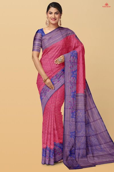 DARK PINK and ROYAL BLUE ABSTRACT SILK Saree with FANCY