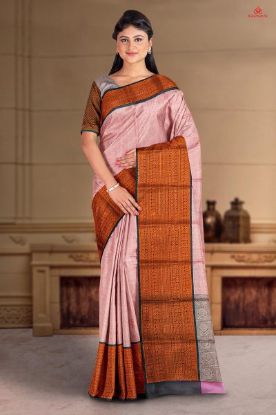 LIGHT PINK and BLACK JAAL SILK Saree with FANCY