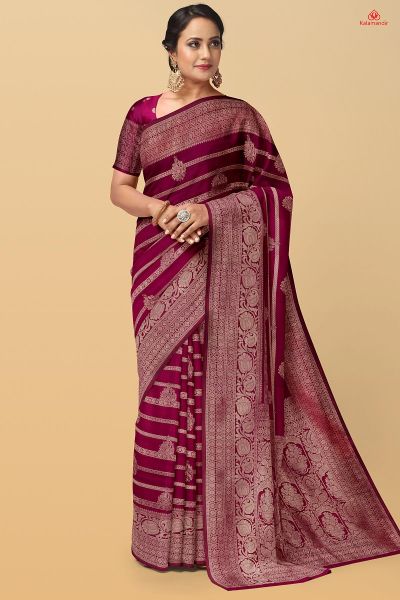 MAROON and GOLD MOTIFS SILK Saree with FANCY