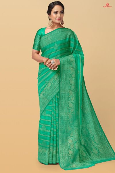 TEAL and GOLD MOTIFS SILK Saree with FANCY