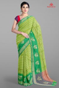 LIGHT GREEN and GREEN STRIPES SILK Saree with FANCY
