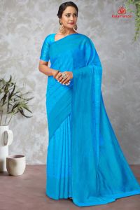 SKY BLUE and GOLD BUTTIS SILK Saree with FANCY