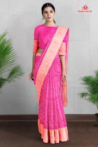 PINK and GOLD EMBROIDERED SILK Saree with FANCY