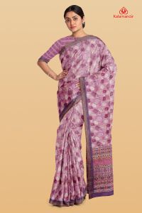 DUSTY PINK and CREAM FLORALS SILK BLEND Saree with FANCY