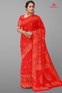 RED and GOLD MOTIFS SILK Saree with FANCY