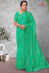 TEAL and GOLD MOTIFS SILK Saree with FANCY