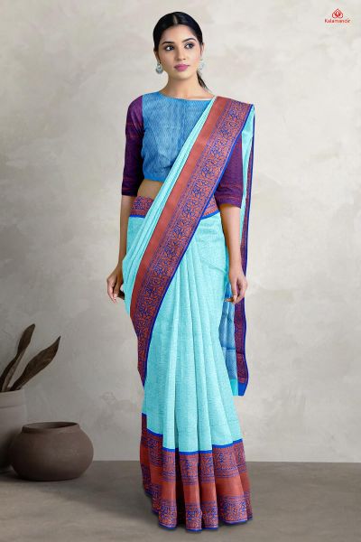 BLUE and ROYAL BLUE ABSTRACT SILK Saree with FANCY