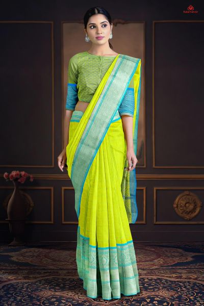 LIGHT GREEN and SEA GREEN CHECKS & FLORALS SILK Saree with FANCY