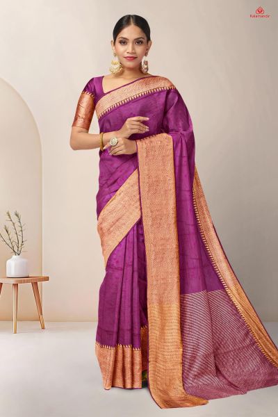 MAGENTA and GOLD EMBROIDERED SILK Saree with FANCY