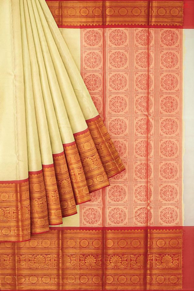 CREAM and MAROON FLORAL BUTTIS SILK Saree with FANCY