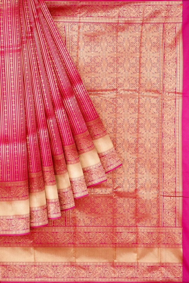 PINK and GOLD JAAL SILK BLEND Saree with FANCY