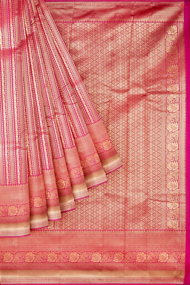 PINK and GOLD PAISLEY WITH JAAL SILK BLEND Saree with BANARASI FANCY