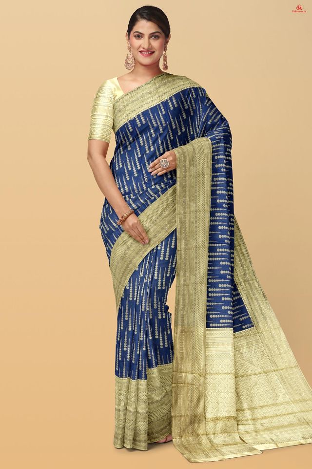 NAVY BLUE and GOLD   Saree with Fancy
